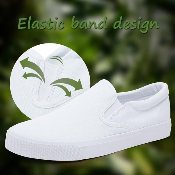 〽️Closed Toe Loafers Sneakers Men\'s White Canvas Slip On Lightweight Soft Sole main image 2